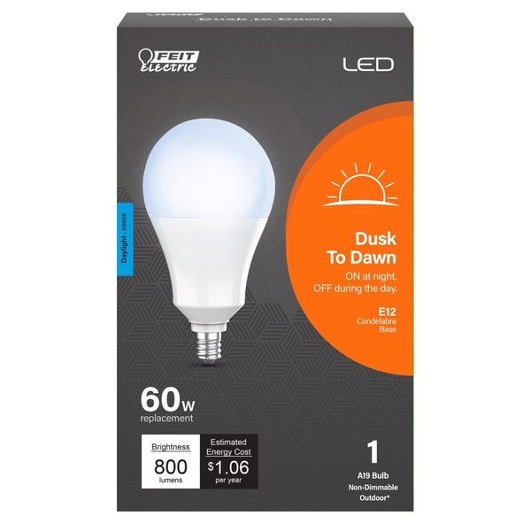 Feit Electric Electric E12 E12 Candelabra LED Dusk to Dawn Bulb Daylight 60 Watt Equivalence A800C950CADDLED